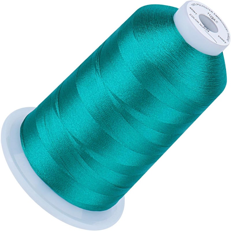 simthread 5500Yds Embroidery Thread, 5000M High-Yardage 40WT 100% Polyester Thread – 170+ Vivid Colors, High-Speed Rated – Compatible with Brother, Singer, Janome & More - Teal Green 534 - Image 1